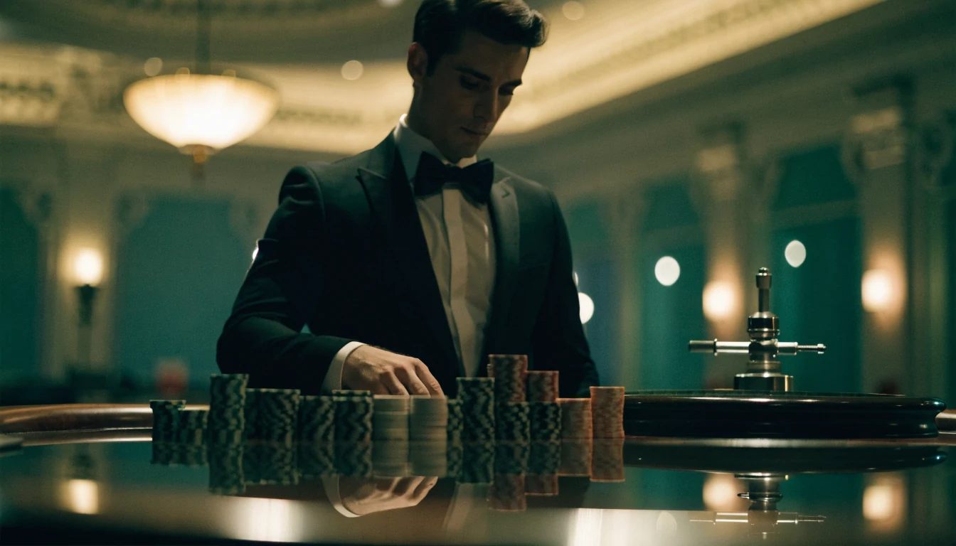 Estudio de casino en vivo con crupier profesional y mesa de ruleta