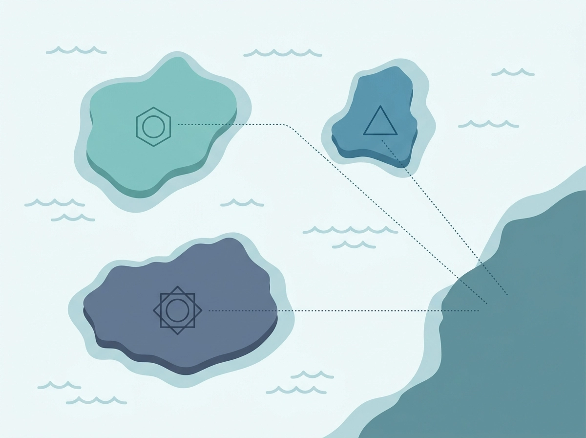 Mapa conceptual de las jurisdicciones de licencia offshore Curazao, Malta y Anjouan
